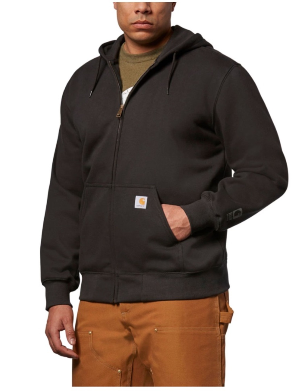 Carhartt Rain Defender Full Zip Hoodie Black Men Large Tall Loose Fit Workwear